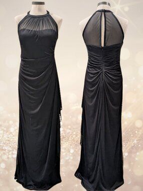 David's Bridal Sz 6 Sleeveless Long Mesh Dress with Illusion Neckline WORN ONCE